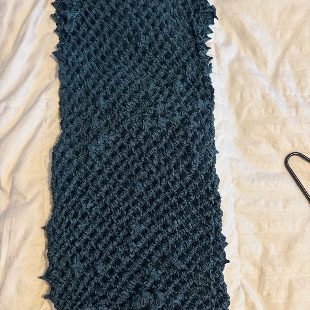 Handmade Textured Knit Scarf in Teal